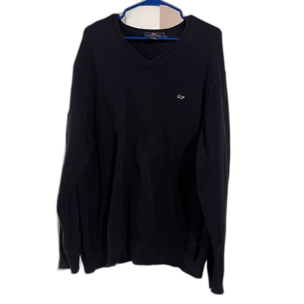Vineyard Vines Cotton V-Neck Sweater Navy